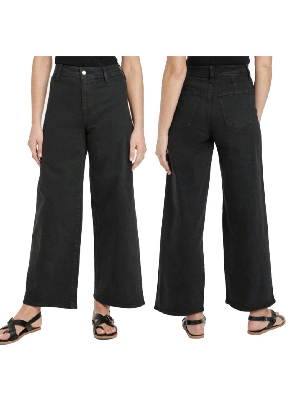 Universal Thread Jeans Womens Size 8R Black High-Rise Sailor Wide Leg Ankle